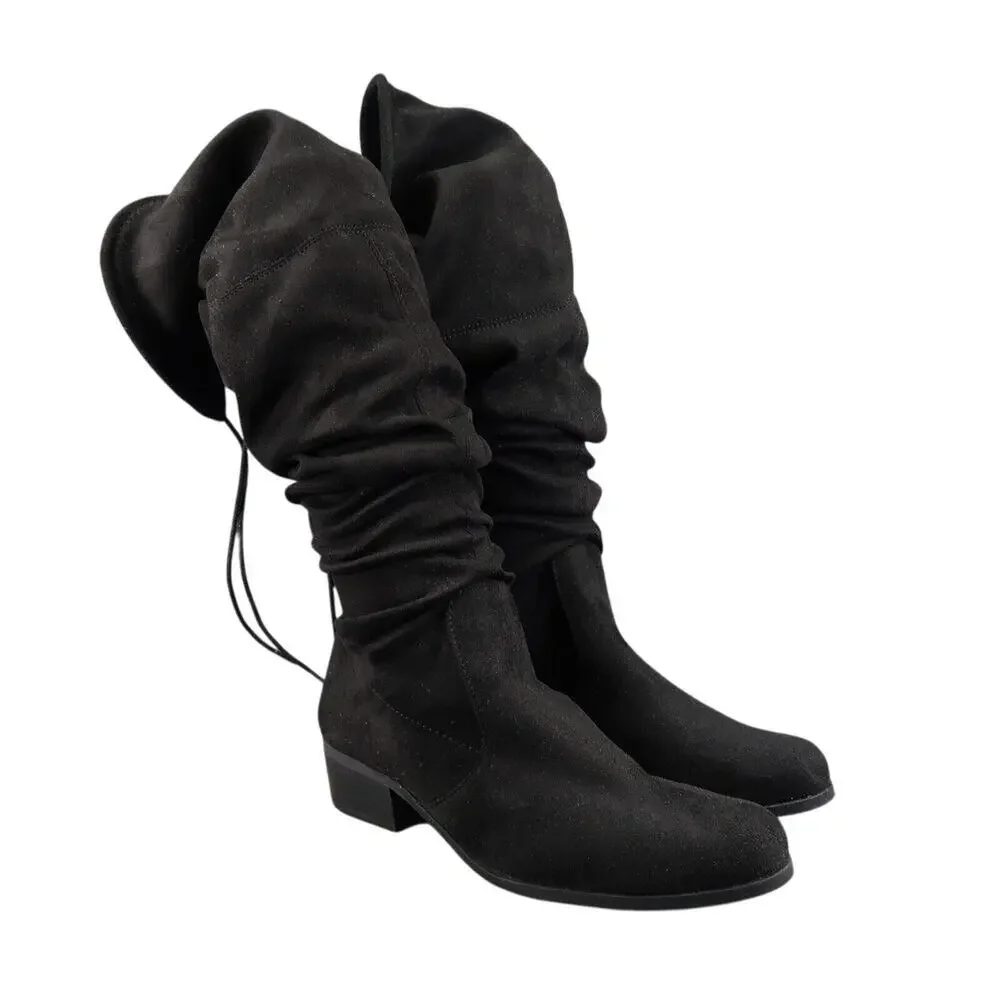 Charles David Shoes Women 7 Boots Fashion Over The Knee Gammon Pull On Tie Black